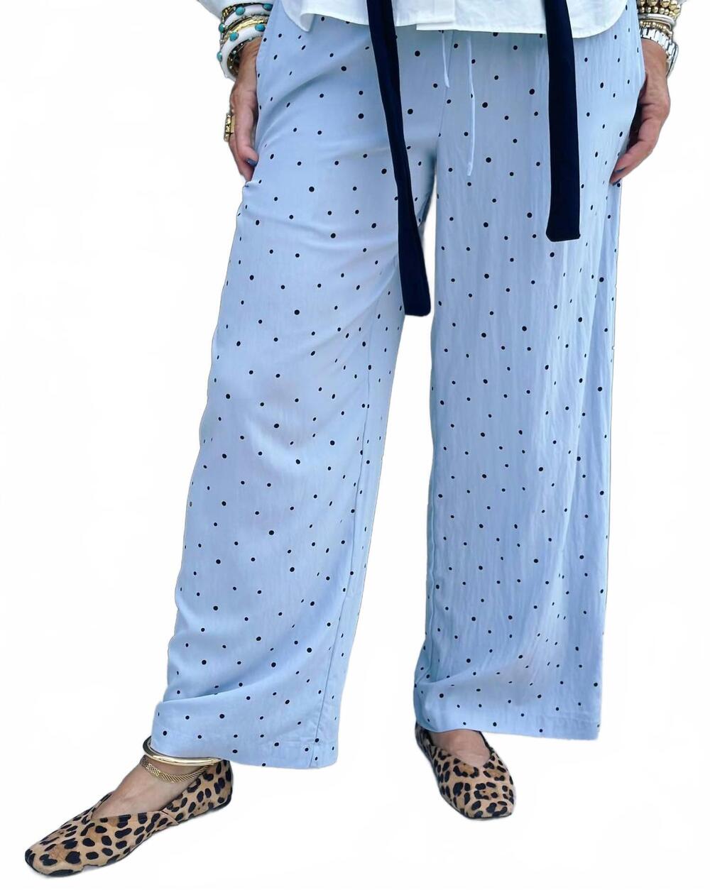 NEW THINGS BETWEEN poolside polka dot pants in blue